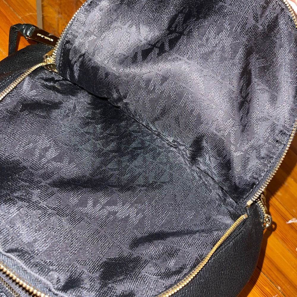 Michael Kors Rhea Black Gold Leather Studded Pebbled Leather Backpack - Picture 2 of 6